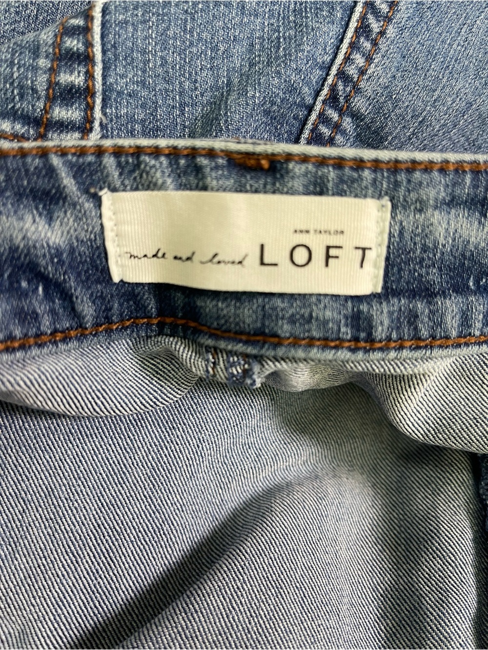 Loft crop wide leg released raw hem jeans Sz 12 - Picture 7 of 9